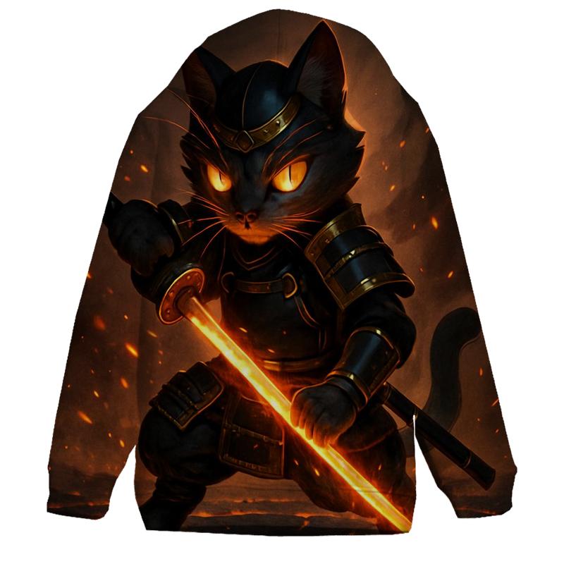 Volcanic Forge Samurai Cat hoodies fashion