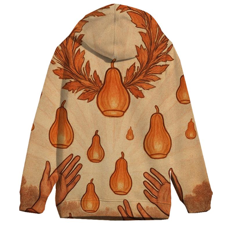Harvest Wreath Sky Lanterns embroidered hoodies
