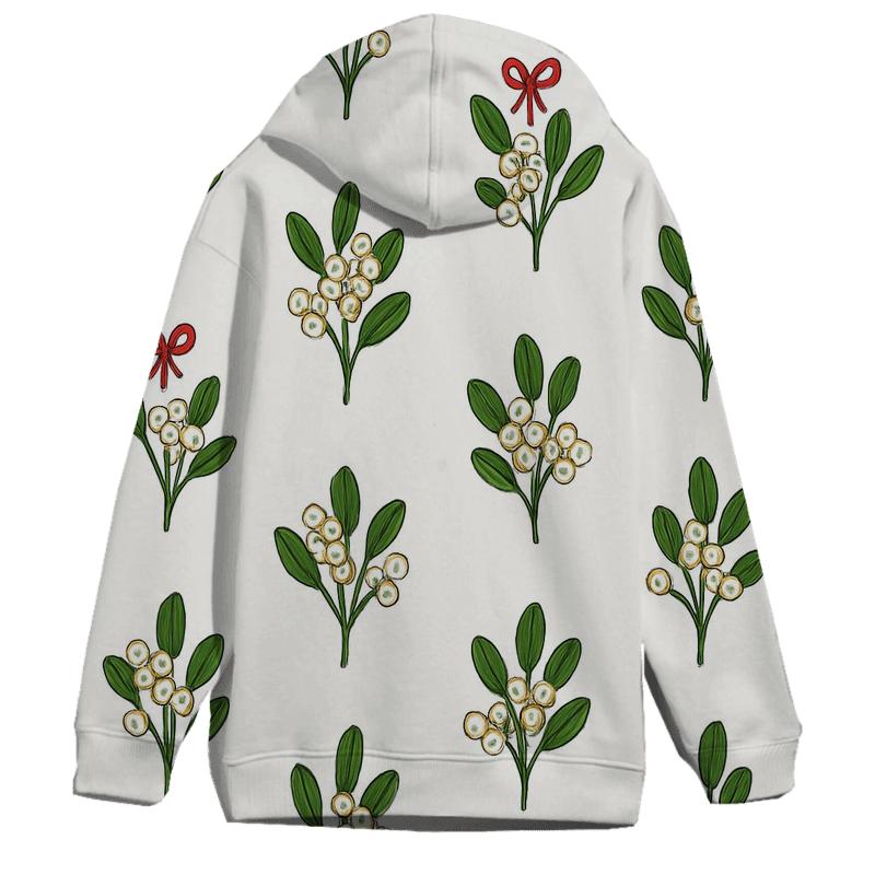 Mistletoe Dot Matrix On White Background graphic hoodies