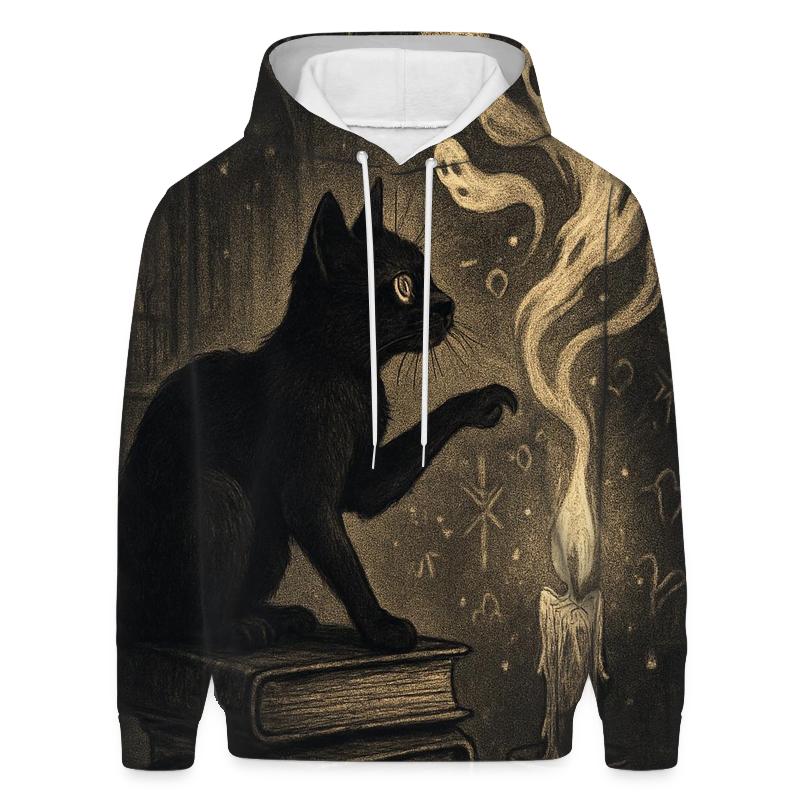 Haunted Candle Library Cat embroidered hoodies