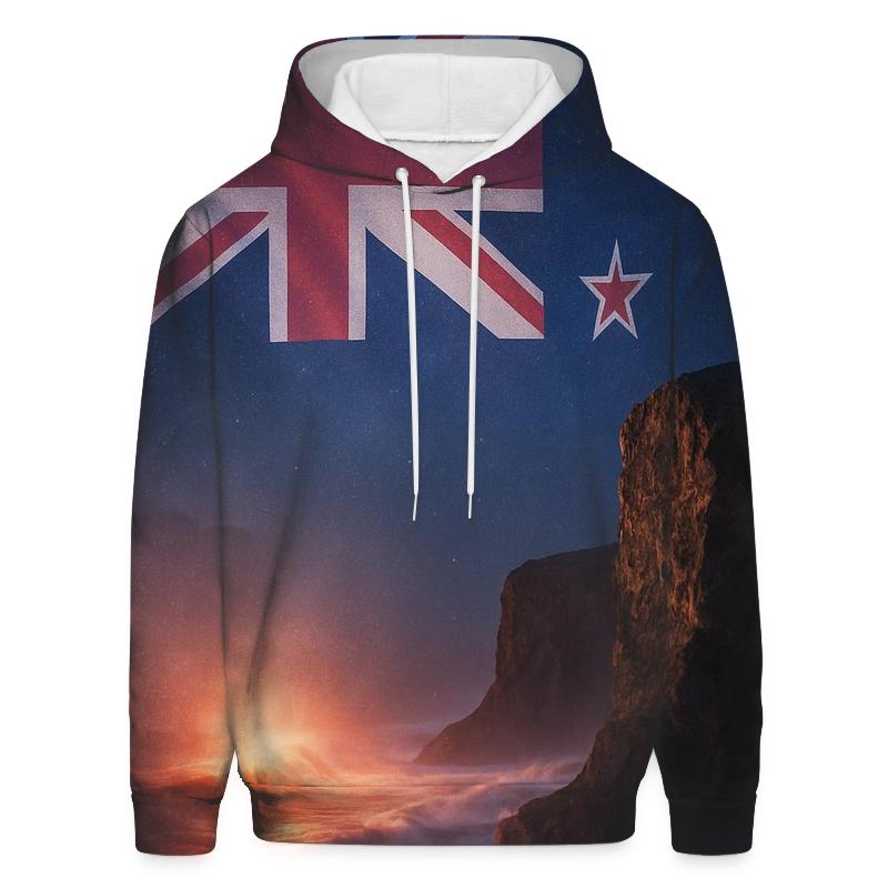 New Zealand Double Exposure Flag Star Coastline hoodie styles