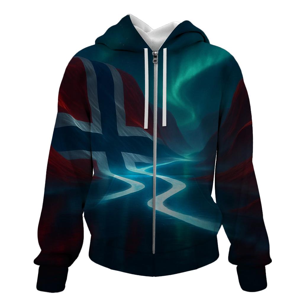 Norway Aurora Fjord Flag hoodie styles