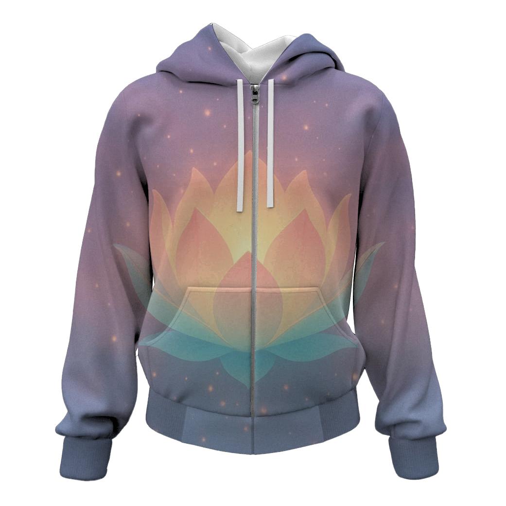 Chromatic Lantern Bloom zip-up hoodies