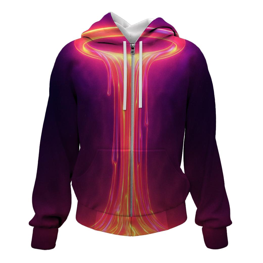Neon Orbital Waterfall printed hoodies