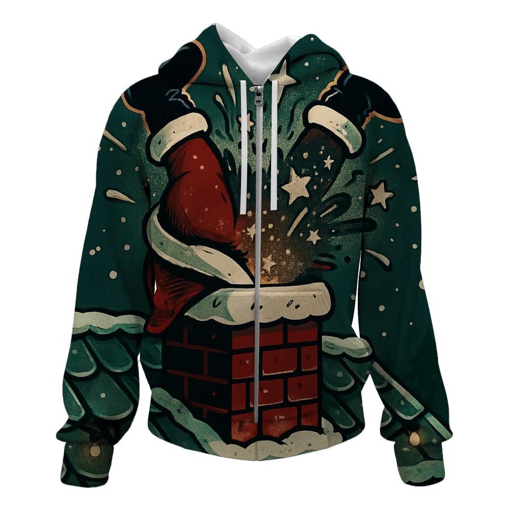 Santa Stuck Chimney Spark Shower premium hoodies