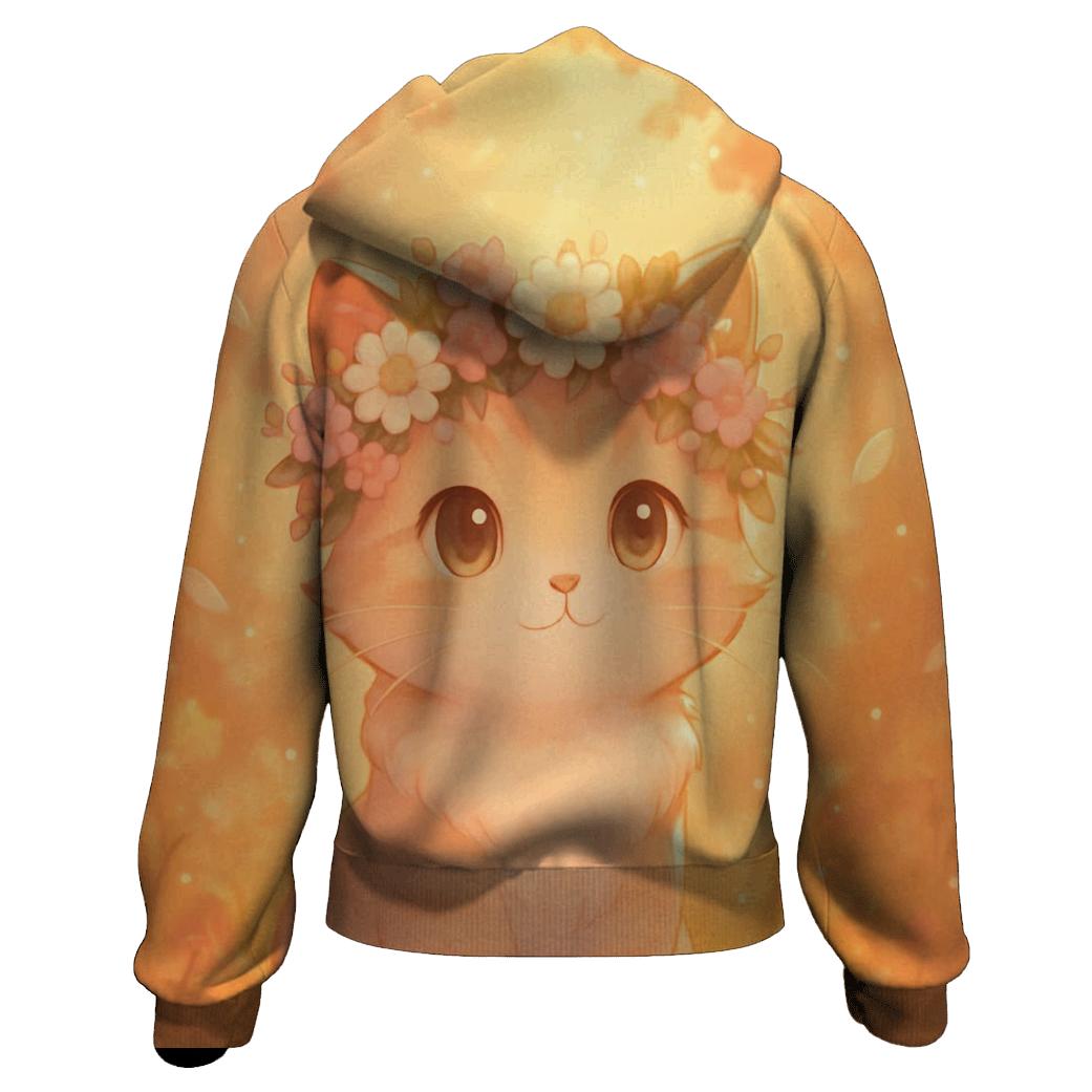 Sunrise Garden Flower Crown Cat premium hoodies