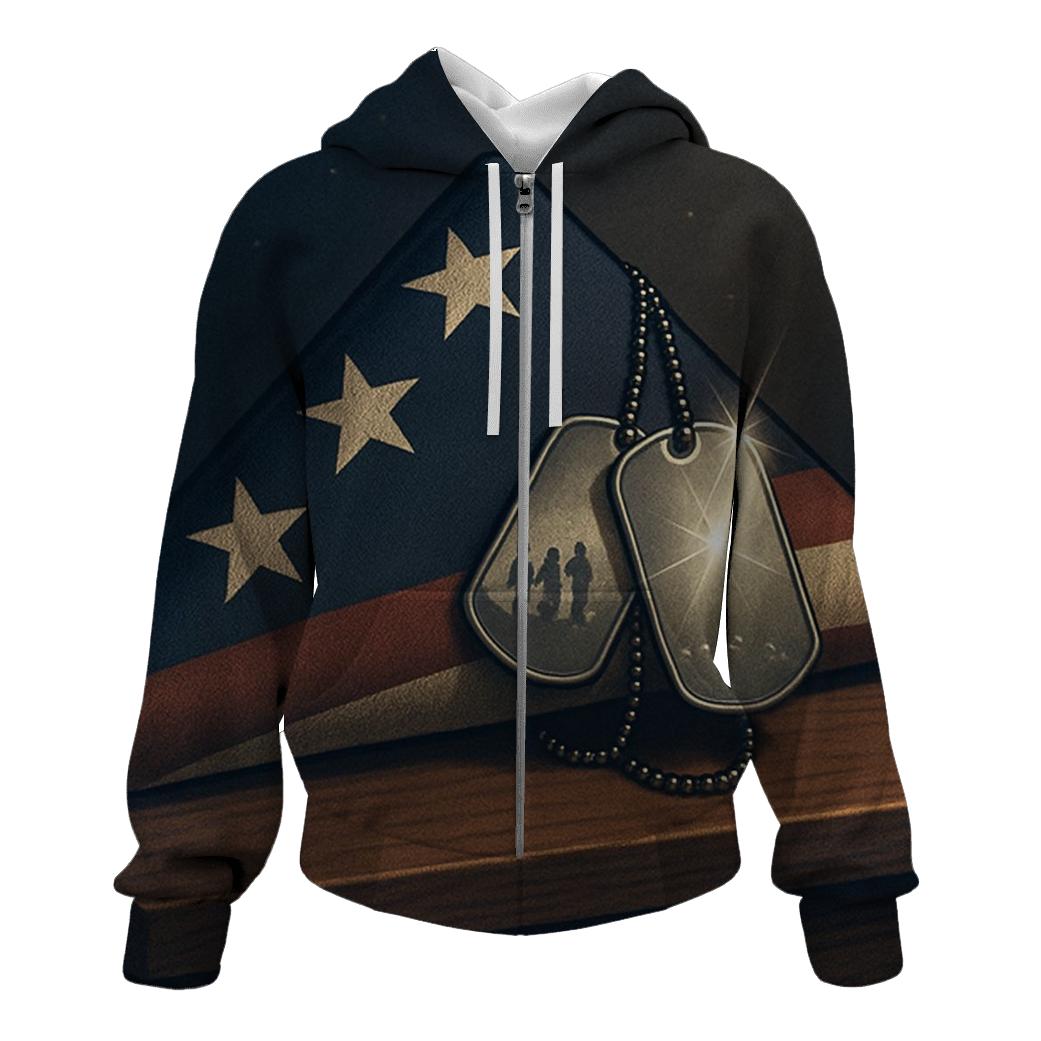 Dog Tags In The Flag Fold Reflection premium hoodies