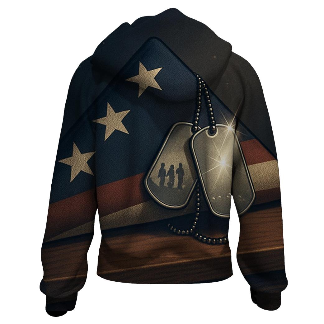 Dog Tags In The Flag Fold Reflection premium hoodies