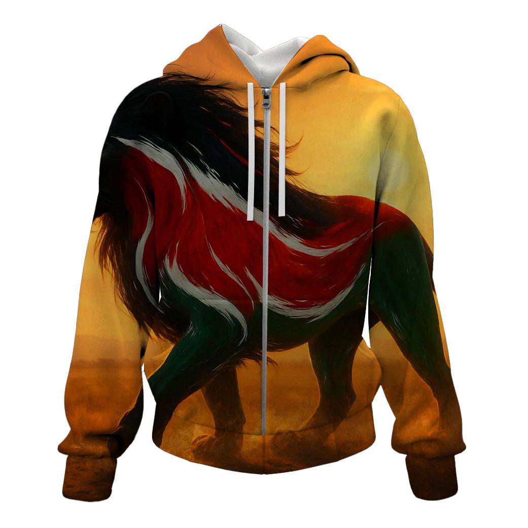 Kenya Surreal Savannah Flag Lion Shadow lightweight hoodies