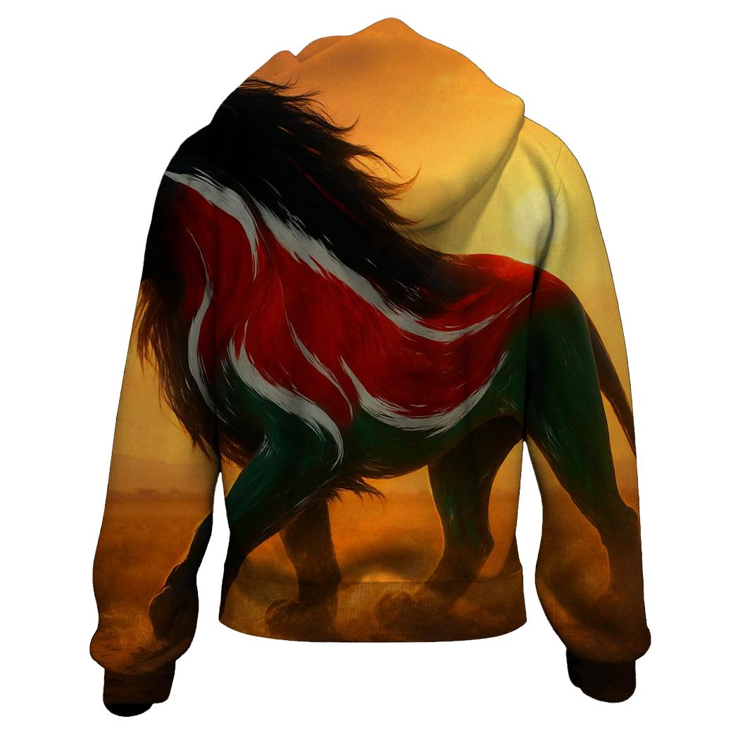 Kenya Surreal Savannah Flag Lion Shadow lightweight hoodies