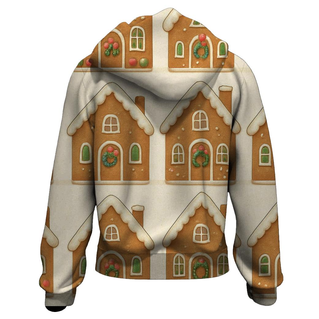 Gingerbread House Row Repeat On Cream Background designer hoodies
