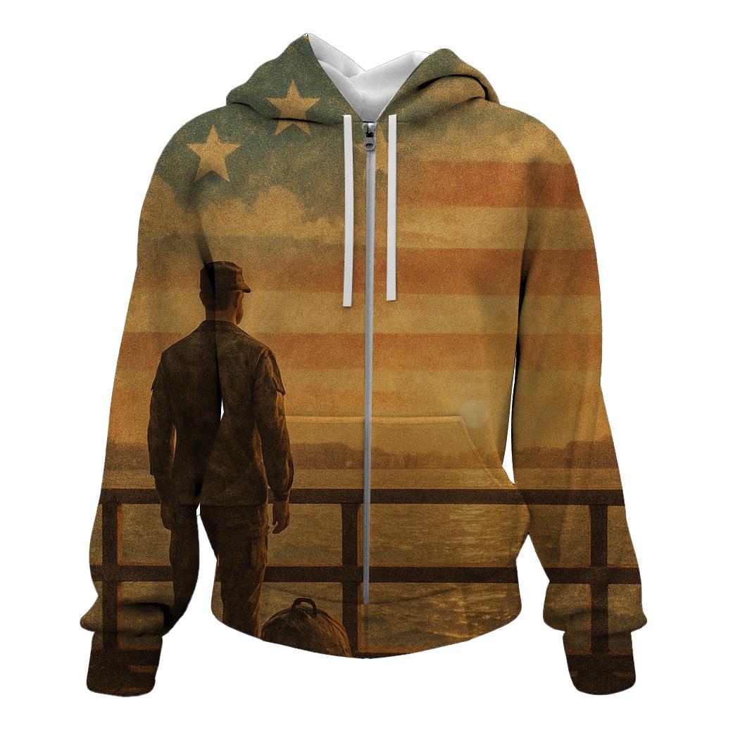 Harbor Homecoming Under The Painted Flag Sky premium hoodies