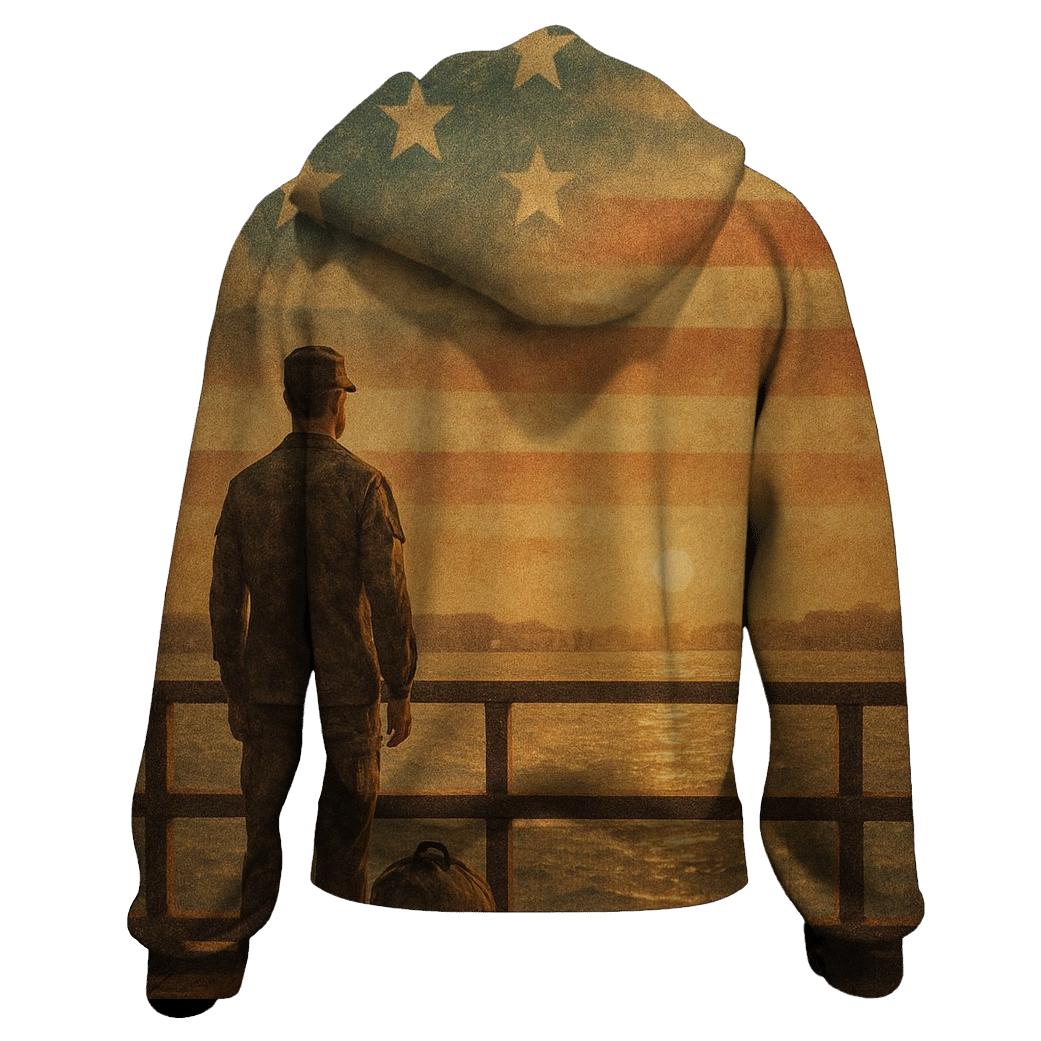 Harbor Homecoming Under The Painted Flag Sky premium hoodies