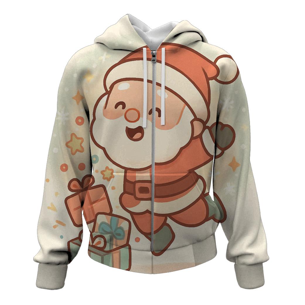 Minimal Chibi Santa Gift Pop custom hoodies
