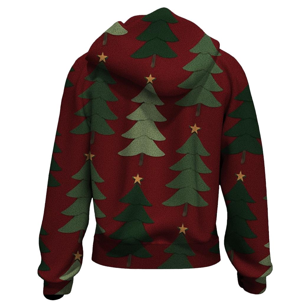 Evergreen Tree Diagonal Stripe Repeat On Deep Red Background lightweight hoodies