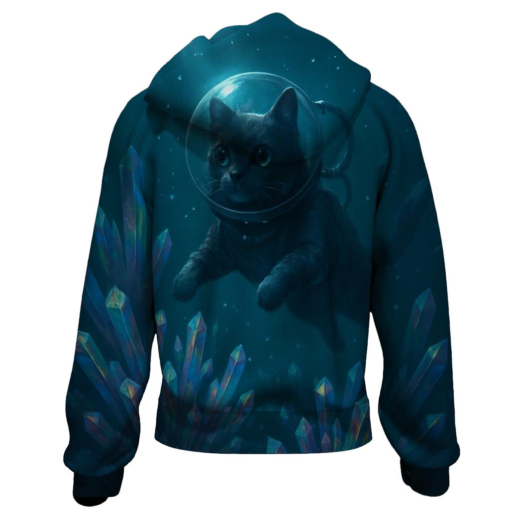 Crystal Reef Dream Diver Cat zip-up hoodies