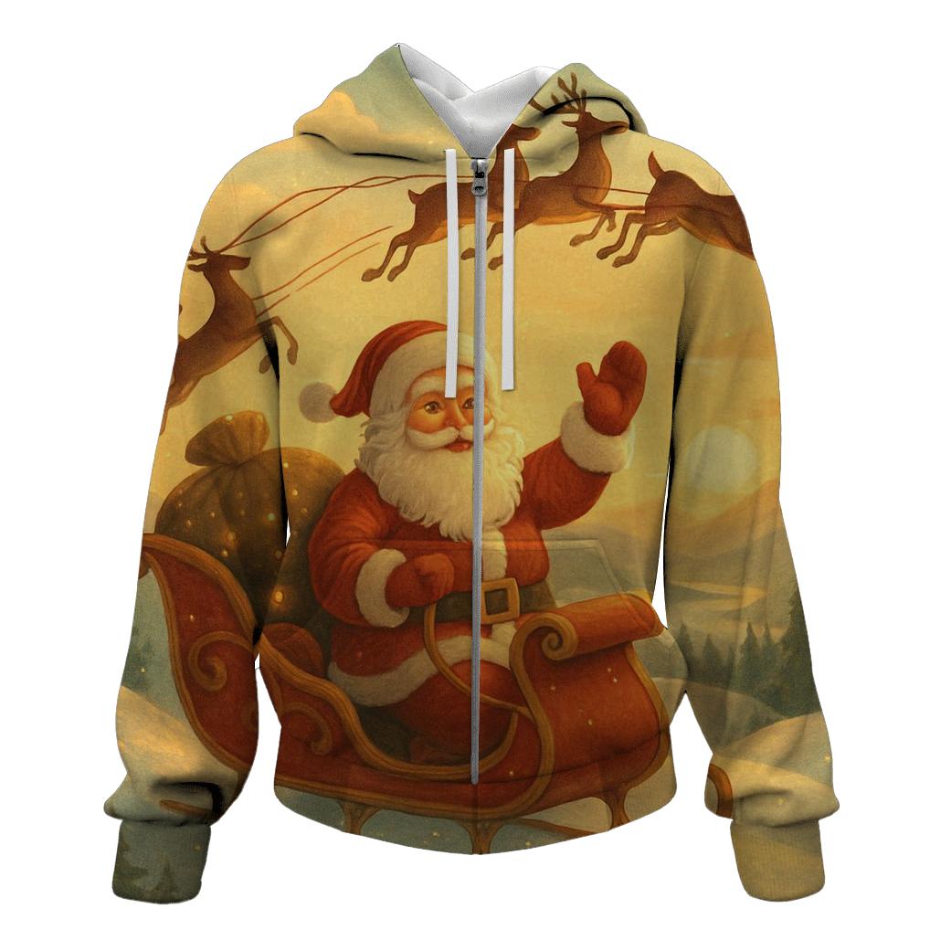 Golden Sleigh Sunrise Blessing embroidered hoodies