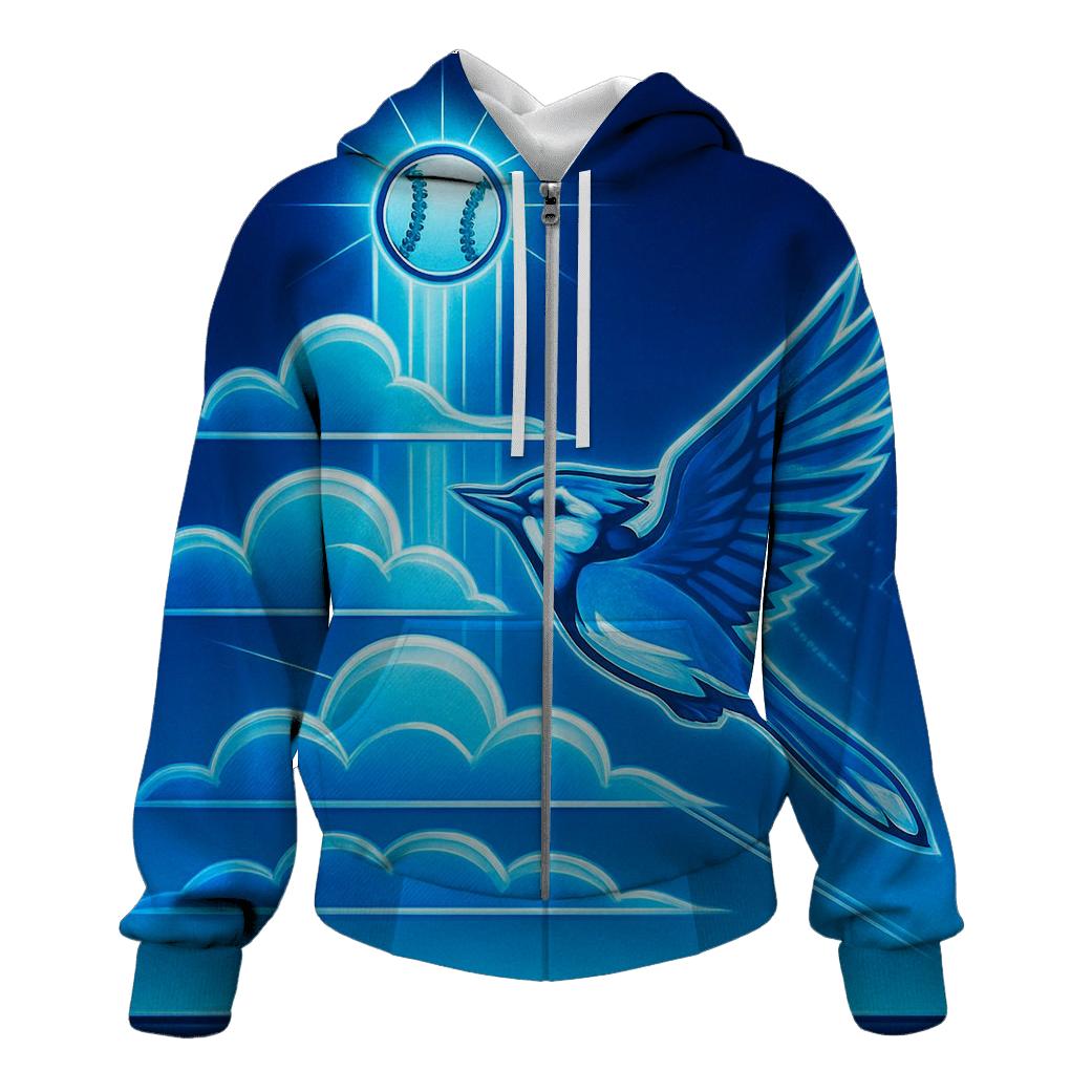 Silver Orbit Home Run, Blue Jays Skysurge printed hoodies
