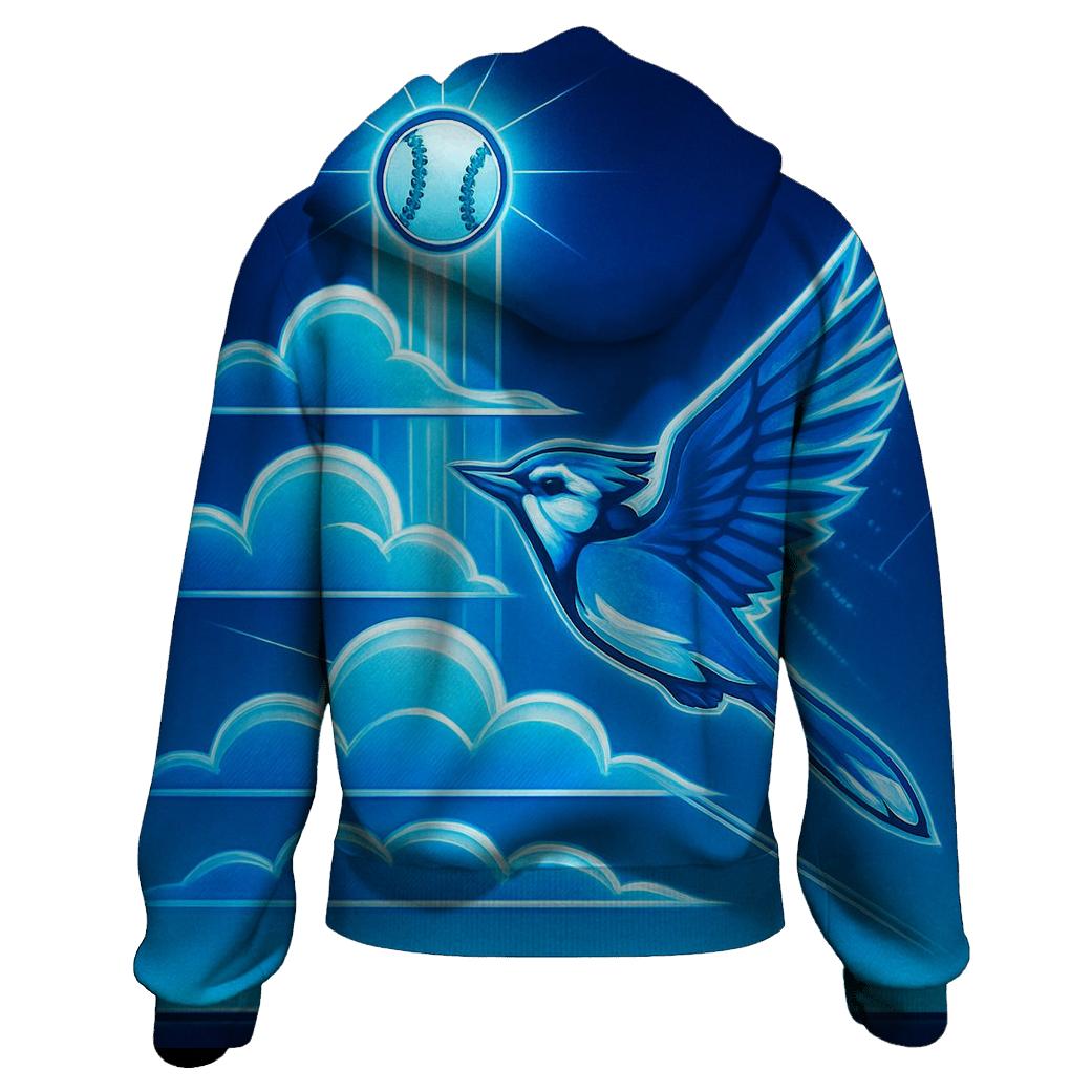 Silver Orbit Home Run, Blue Jays Skysurge printed hoodies