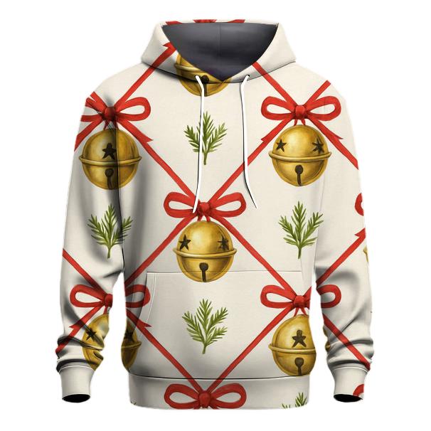 Golden Bell Lattice On Snow White Background printed hoodies
