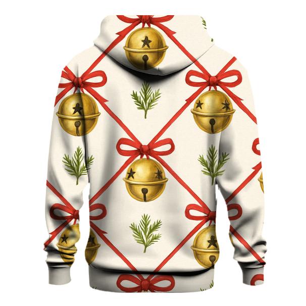 Golden Bell Lattice On Snow White Background printed hoodies