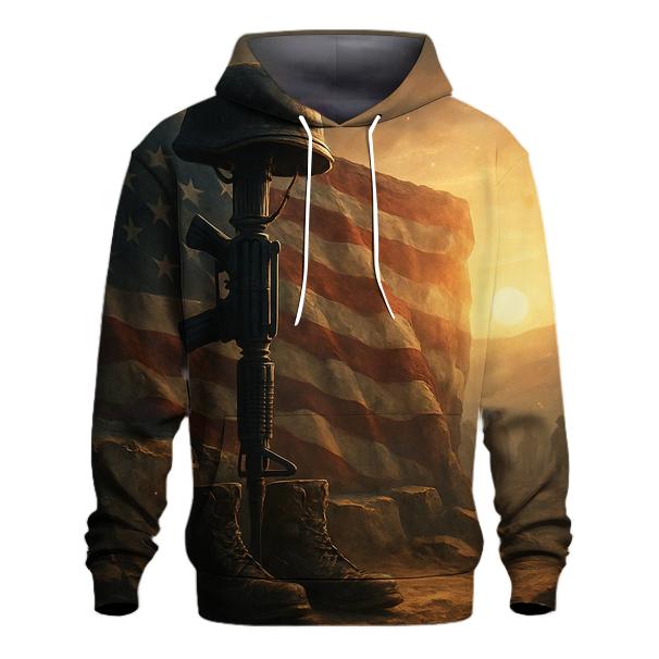 Fallen Rifle Vigil In Crimson Dawn heavyweight hoodies
