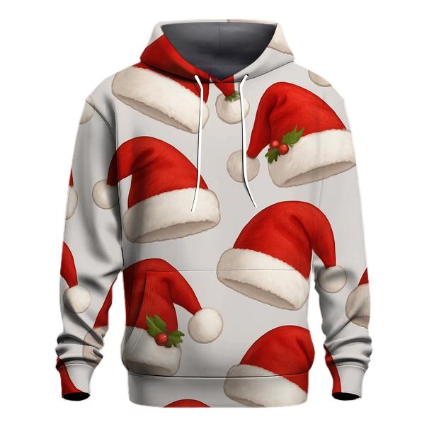 Santa Hat Scatter Rhythm On Soft Gray Background designer hoodies