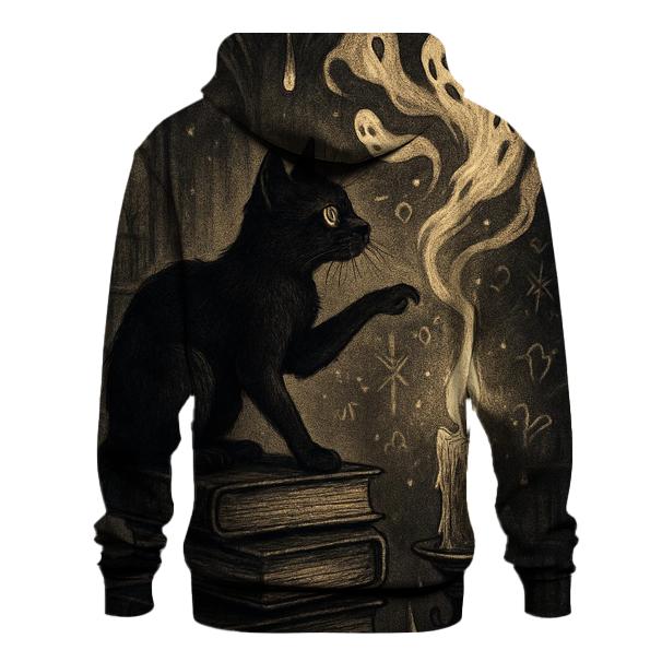 Haunted Candle Library Cat embroidered hoodies