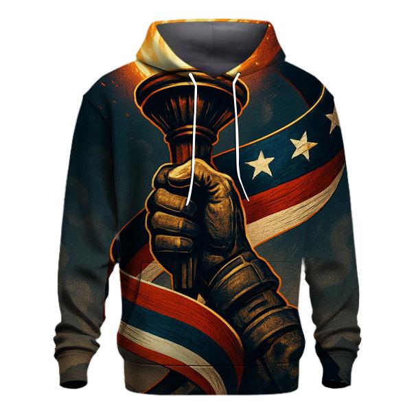 Liberty Torch Reflected In Rippling Stripes printed hoodies