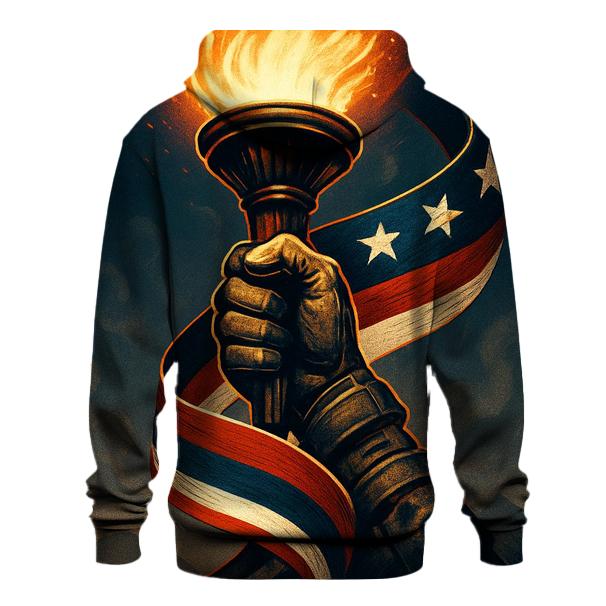 Liberty Torch Reflected In Rippling Stripes printed hoodies