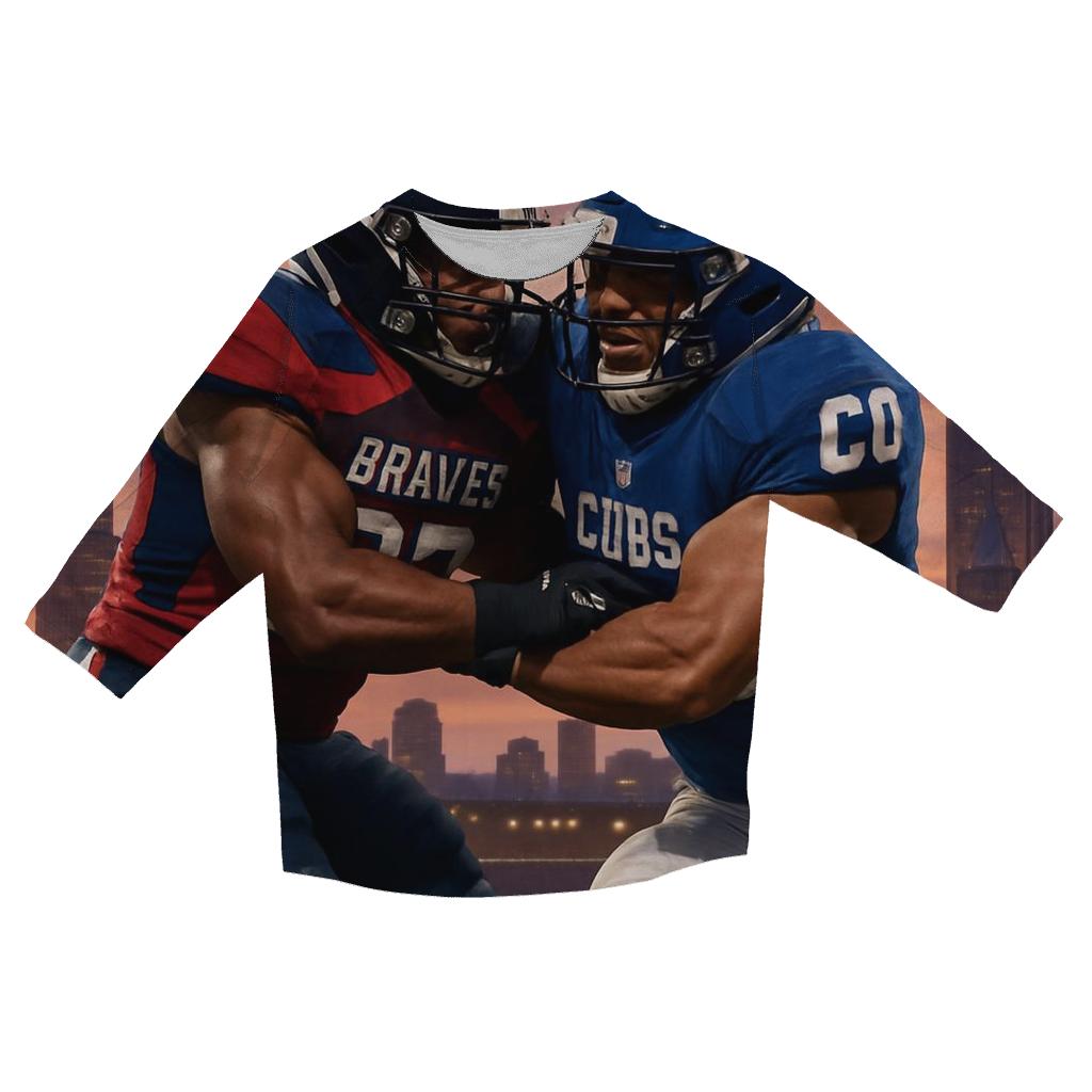 Skyline Tackle At Dusk Braves Vs Cubs custom 3/4 sleeve shirts