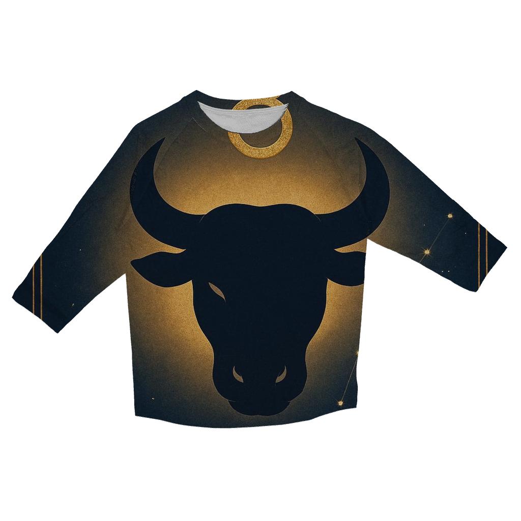 Taurus Bull Horn Crescent Emblem trendy 3/4 sleeve tops