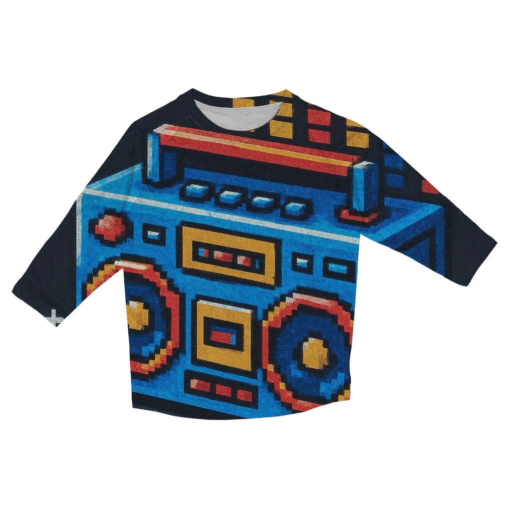 Pixel Arcade Beatbox printed three quarter sleeve shirts