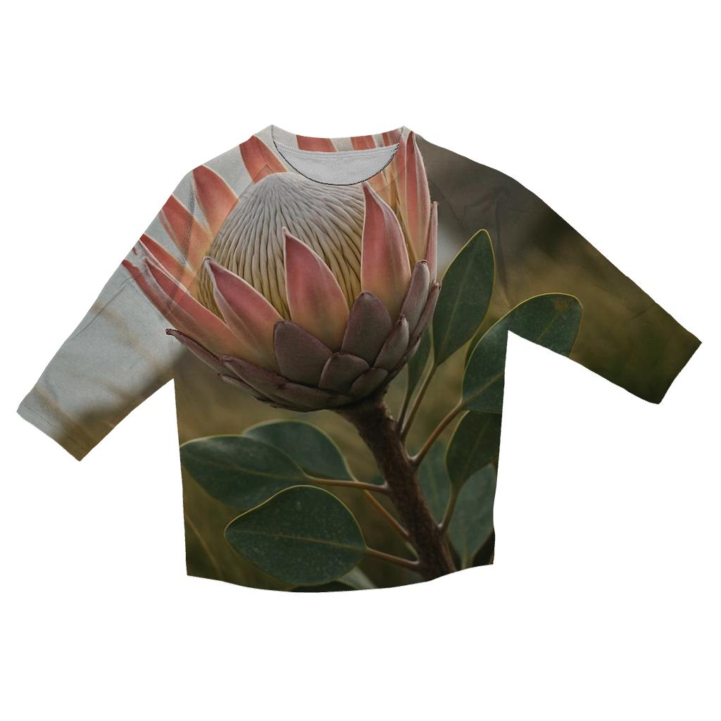 Protea Study On A Windy Coastal Cliff casual three quarter sleeve shirts