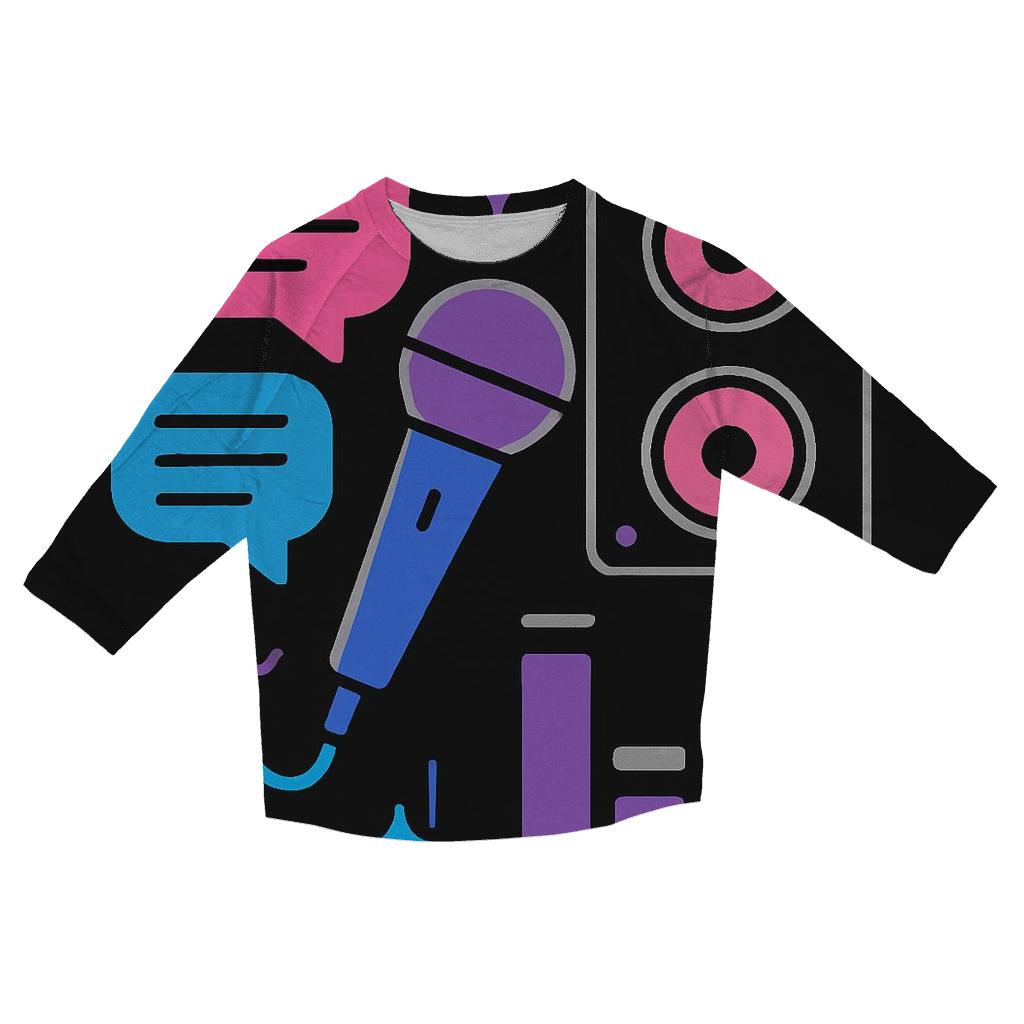 Chrome Karaoke Night Icons printed three quarter sleeve shirts