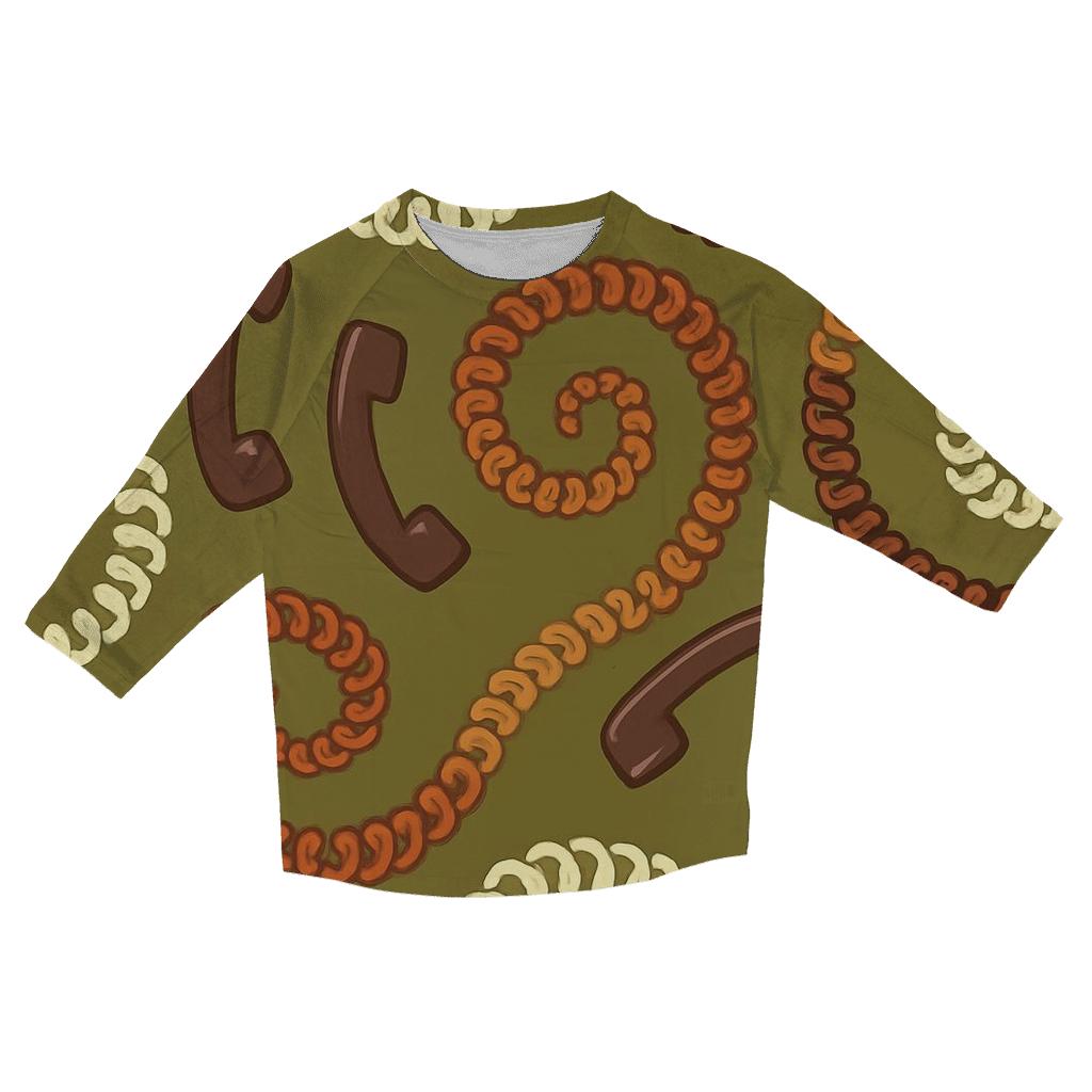 Seventies Telephone Cord Spiral printed three quarter sleeve shirts