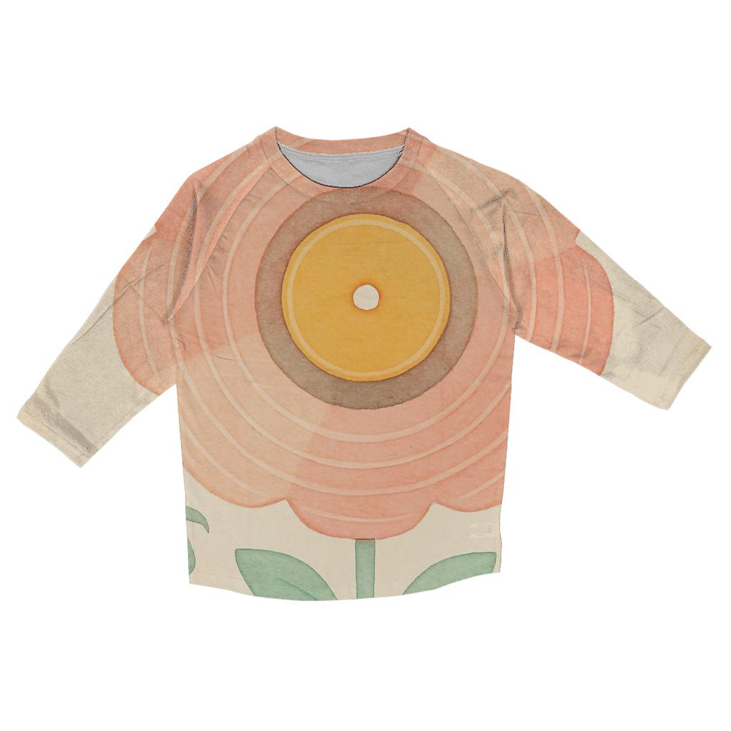 Vinyl Flower Bloom stylish quarter sleeve tops
