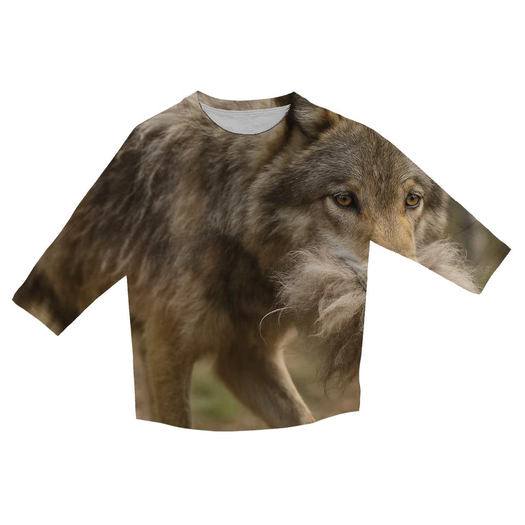Wolf Carrying Fur Clumps During Seasonal Shedding cotton quarter sleeve shirts