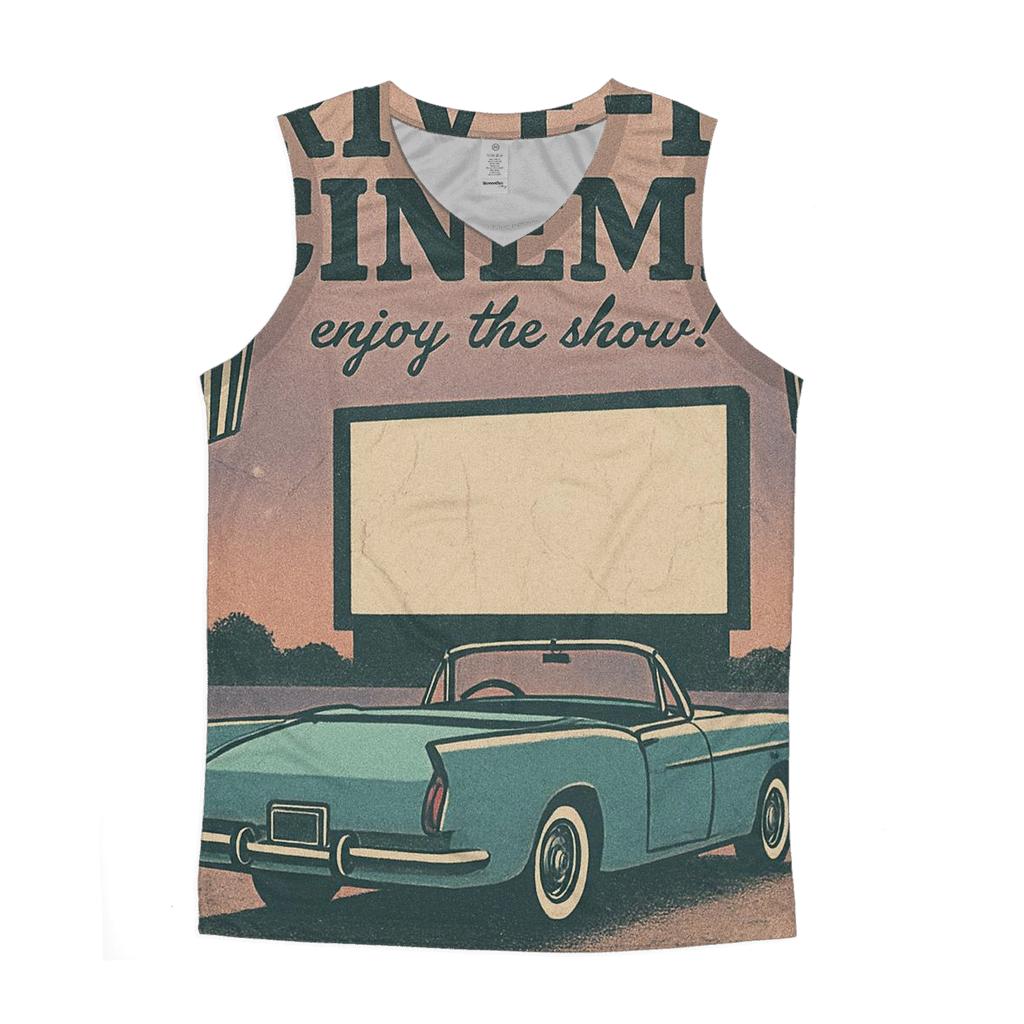 Weathered 1950s Drive In Movie Night Poster custom tank tops