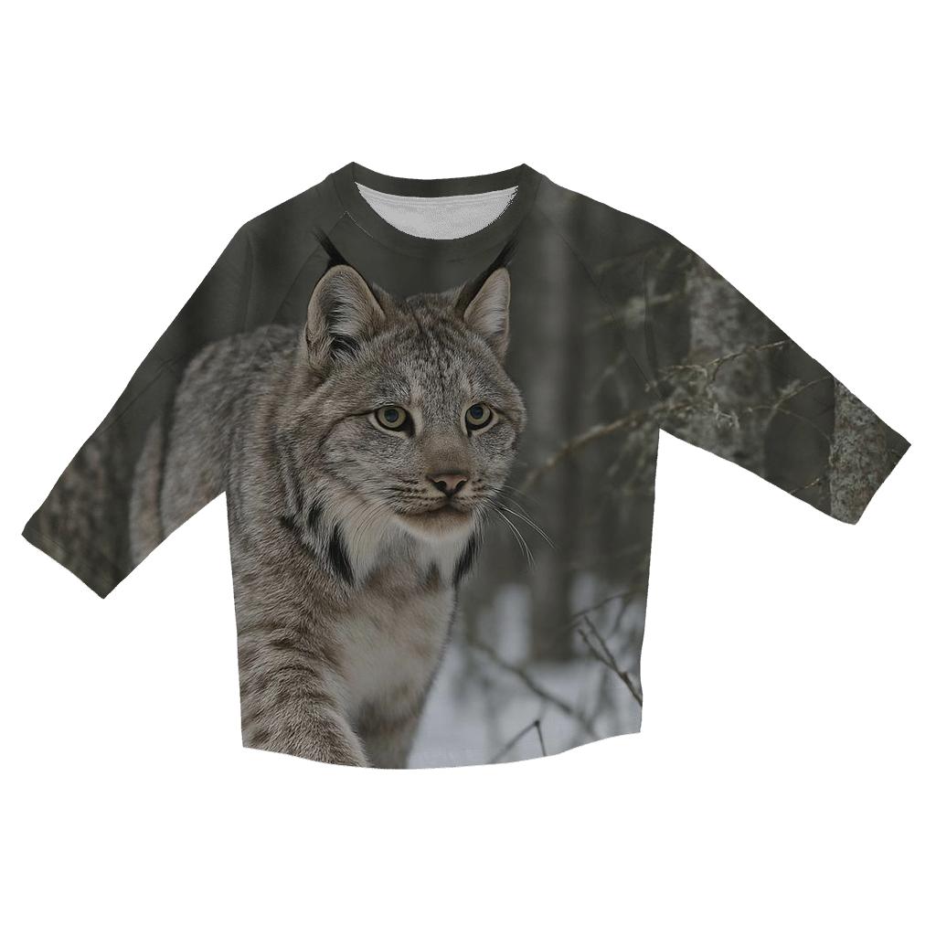 Lichen Drift Lynx In Boreal Snow casual three quarter sleeve shirts
