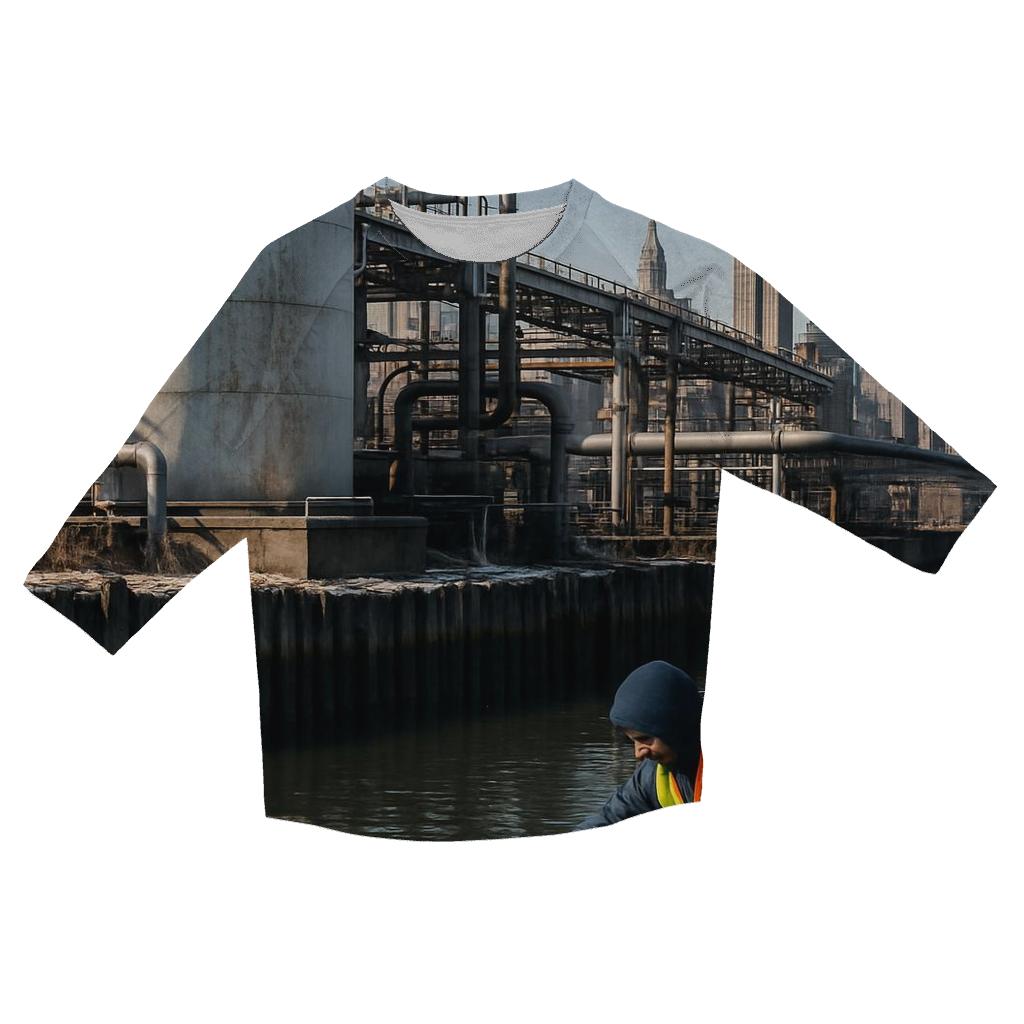 Newtown Creek Industrial Foreground With Manhattan Far Background cotton quarter sleeve shirts