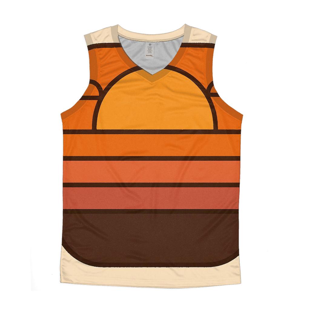 Sunset Horizon Stripe Badge trendy fitted tank tops