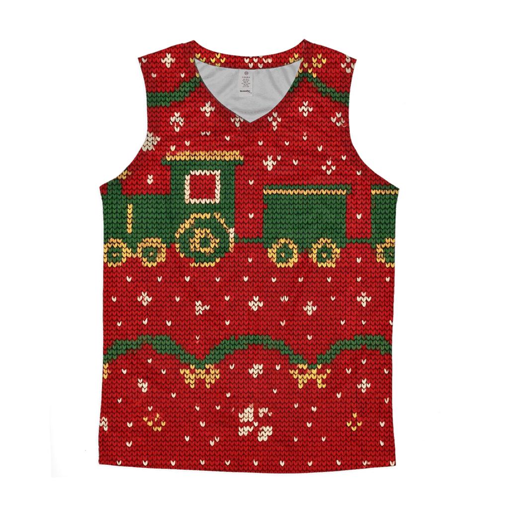 Tacky Toy Train Garland Grid Design cotton sleeveless tops