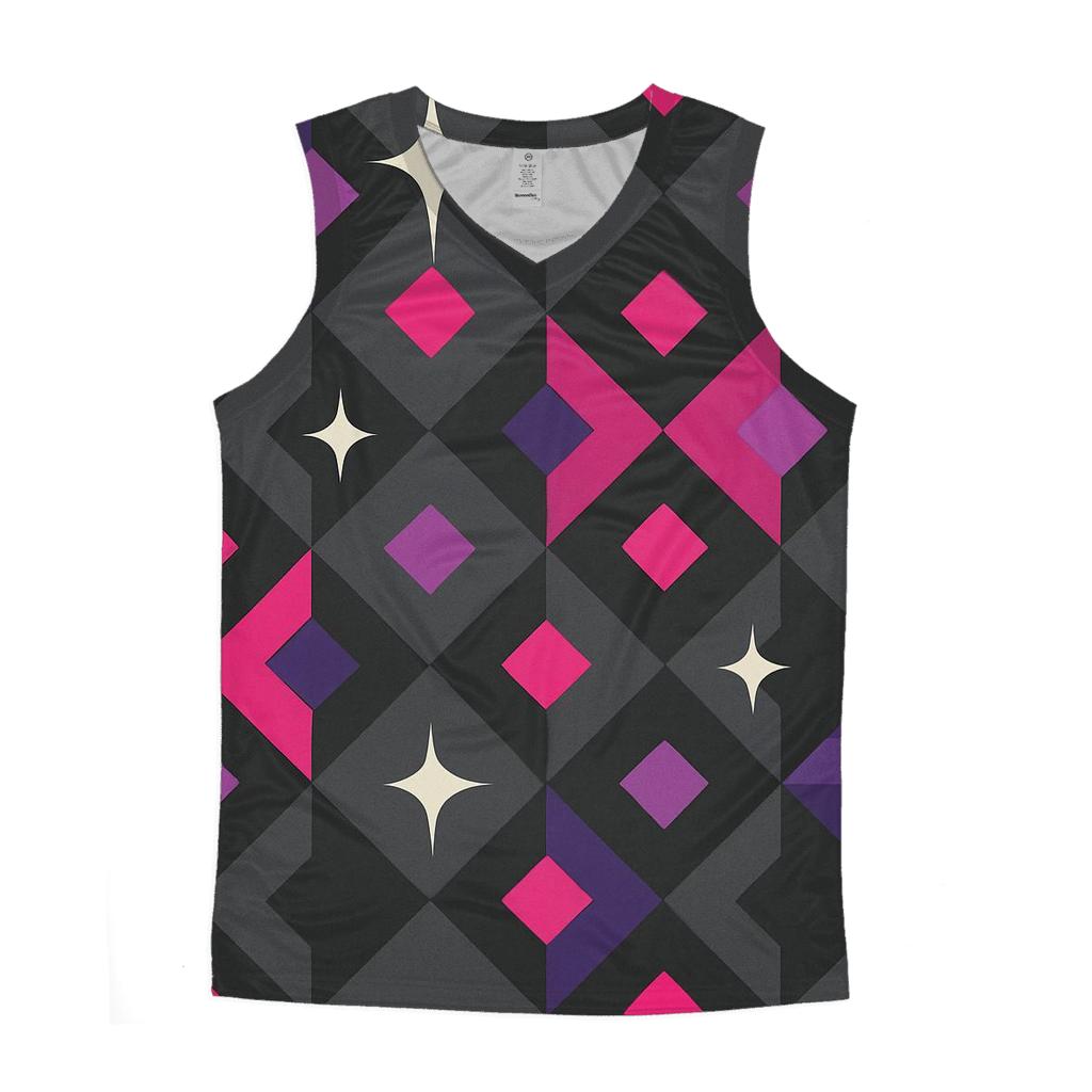 Disco Tile Sparkle Geometry personalized athletic tanks