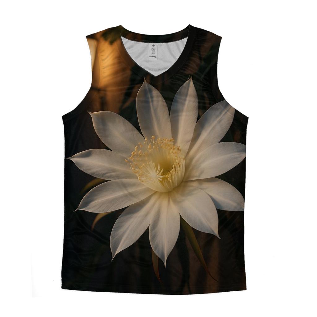 Night Blooming Cereus In A Desert Courtyard sports performance tank tops