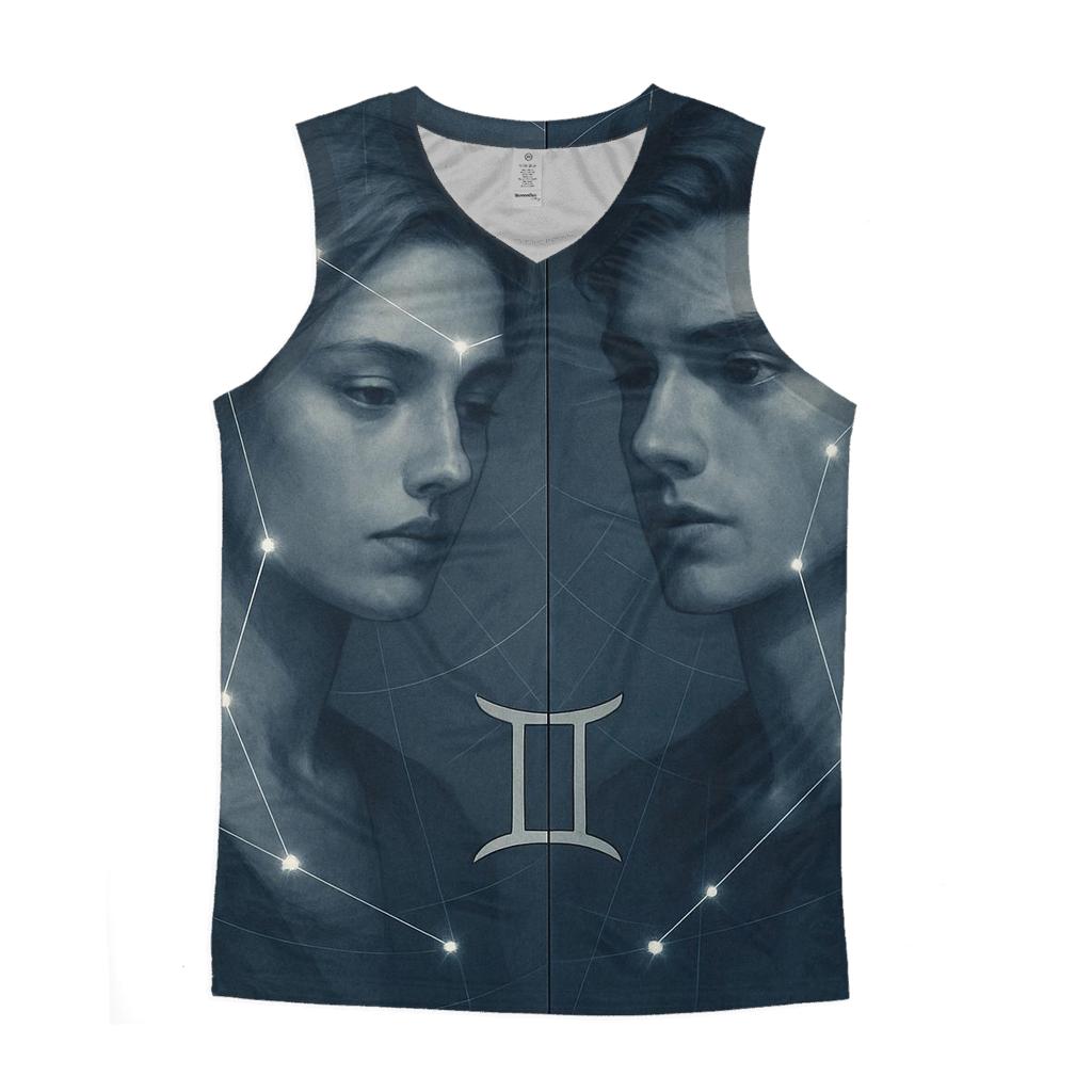Gemini Twin Portrait Constellation Overlay casual summer tank tops