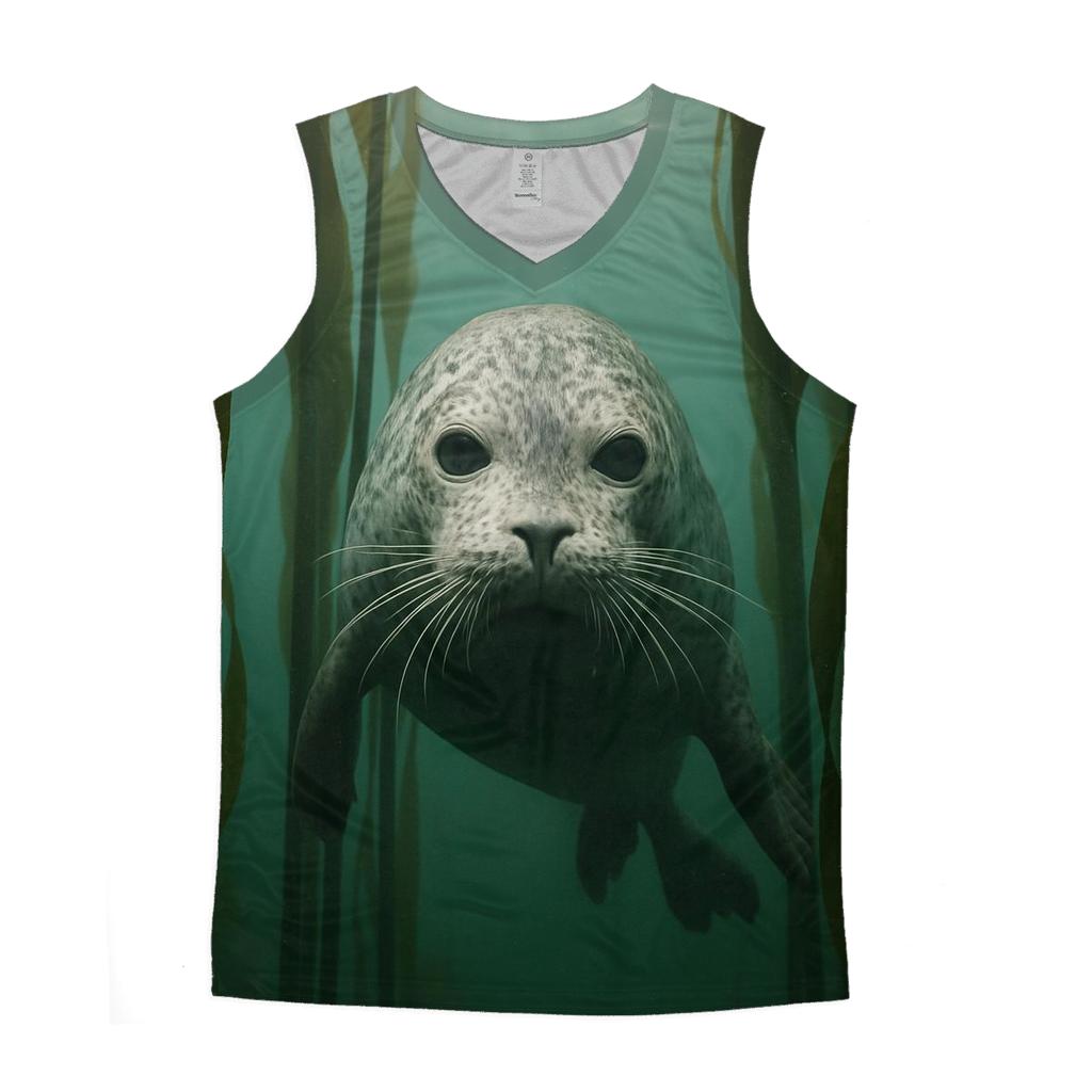 Kelp Forest Harbor Seal Thread graphic print tank tops