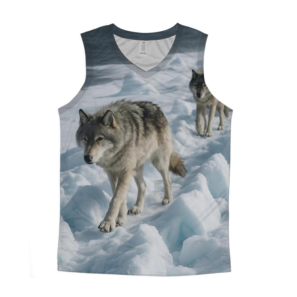 Wolf Pack Moving Along Sea Ice Pressure Ridges casual summer tank tops