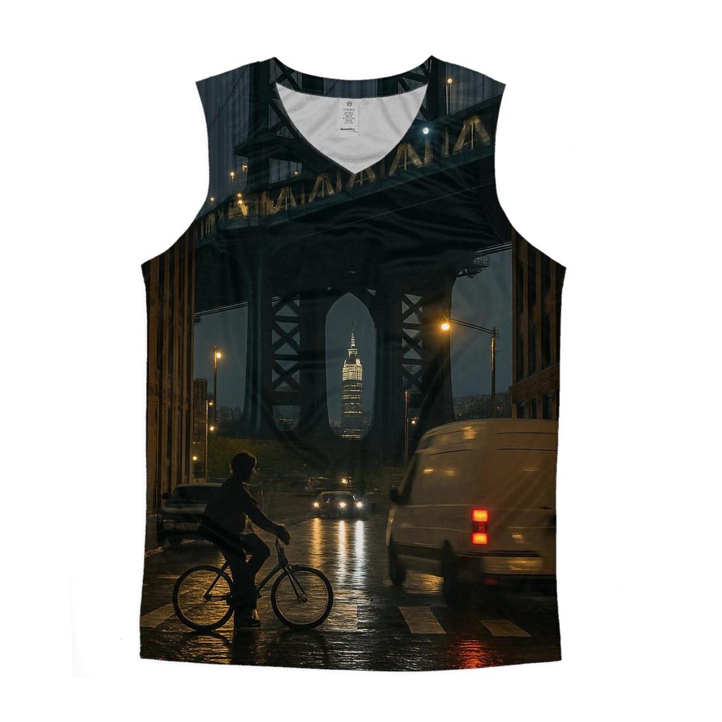 Rainy Night Reflections Under The Manhattan Bridge In DUMBO trendy fitted tank tops