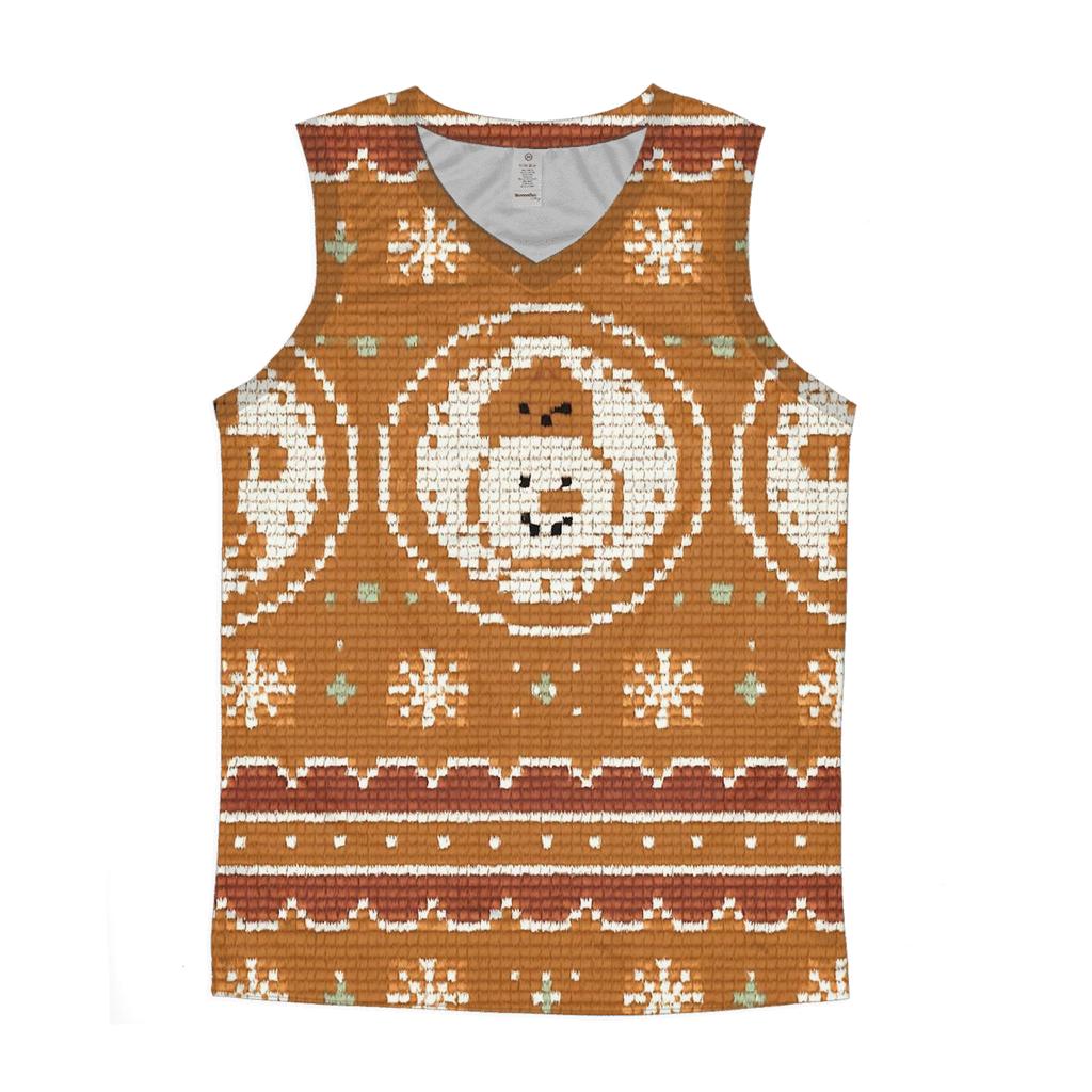 Gingerbread Snowman Medallion Bands Design trendy fitted tank tops